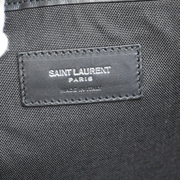 Saint Laurent Logo Zebra Backpack Bag Canvas Leather Yellow Black 85RL233 - Picture 15 of 16